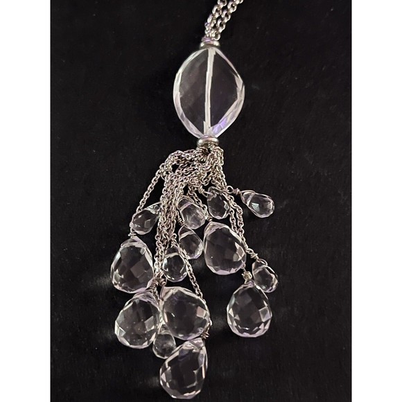 STERLING SILVER Crystal Rock NECKLACE 23” W/Bracelet 7.5” Set - Picture 8 of 16